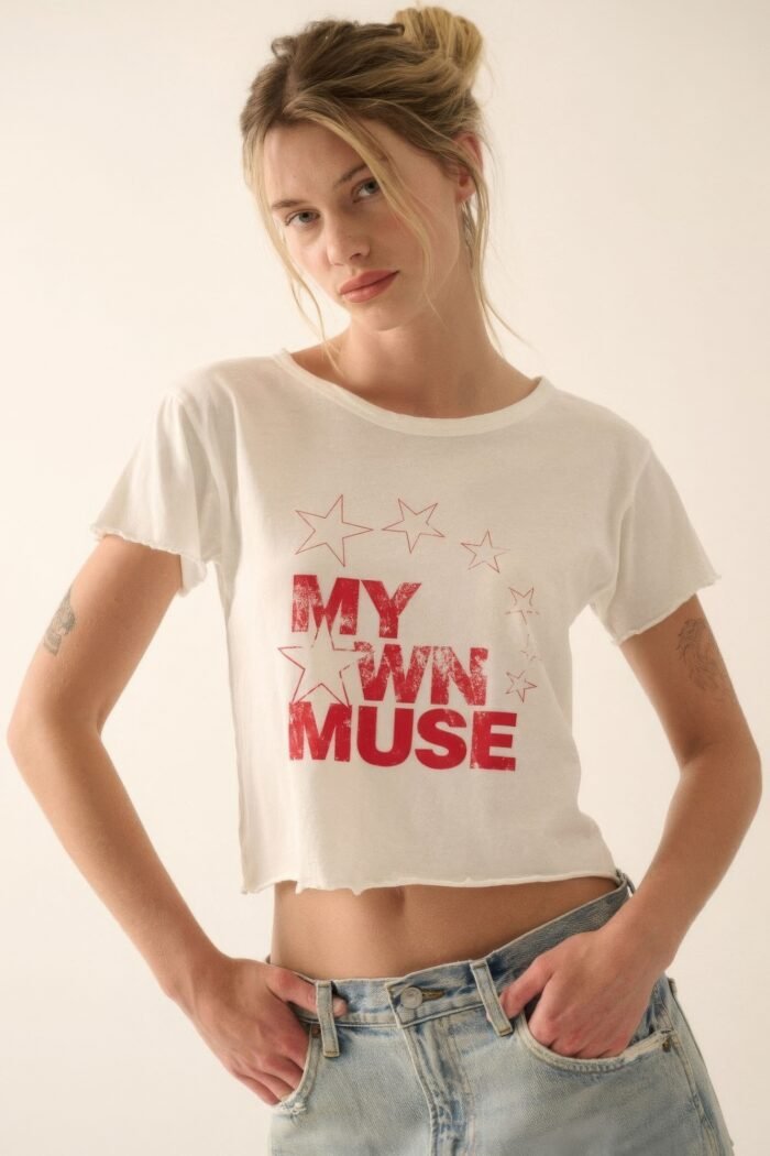 My own muse vintage wash cropped graphic tee
