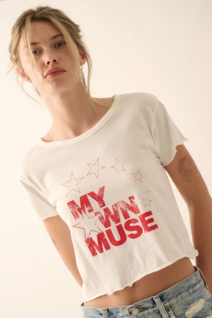My own muse vintage wash cropped graphic tee