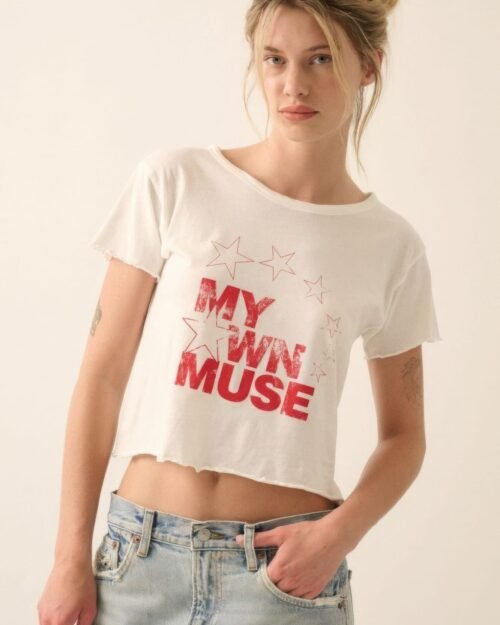 my own muse vintage wash cropped graphic tee