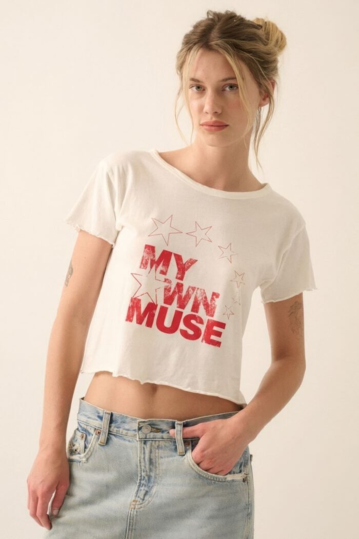 My own muse vintage wash cropped graphic tee