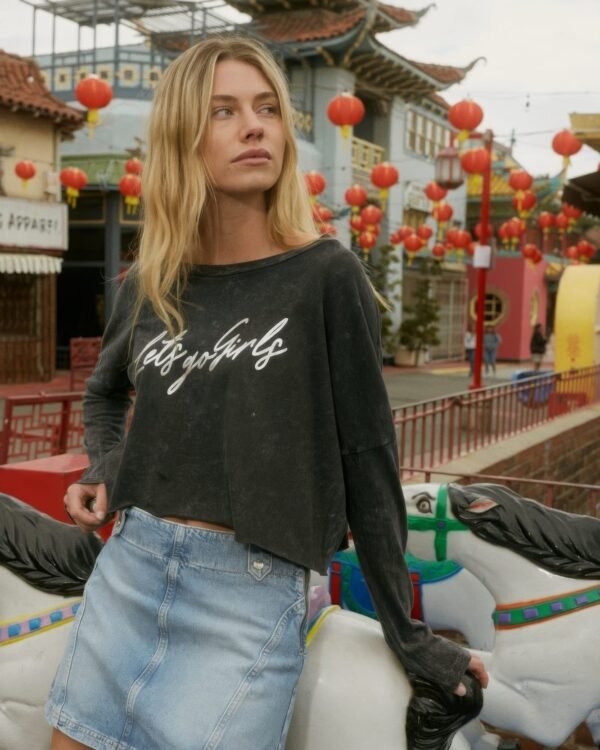 Lets Go Girls Metallic Vintage Wash Graphic Tee