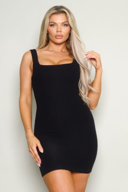 Sleeveless Square Neck Knit Mini Dress - Image 11