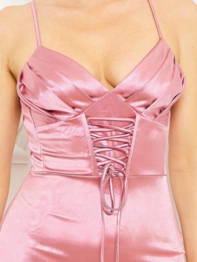 Satin Caged Waist Maxi Dress Satin Caged Waist Maxi Dress