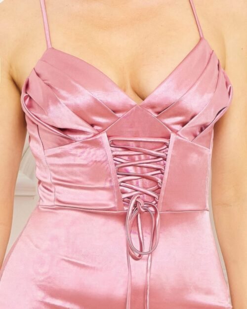 satin caged waist maxi dress