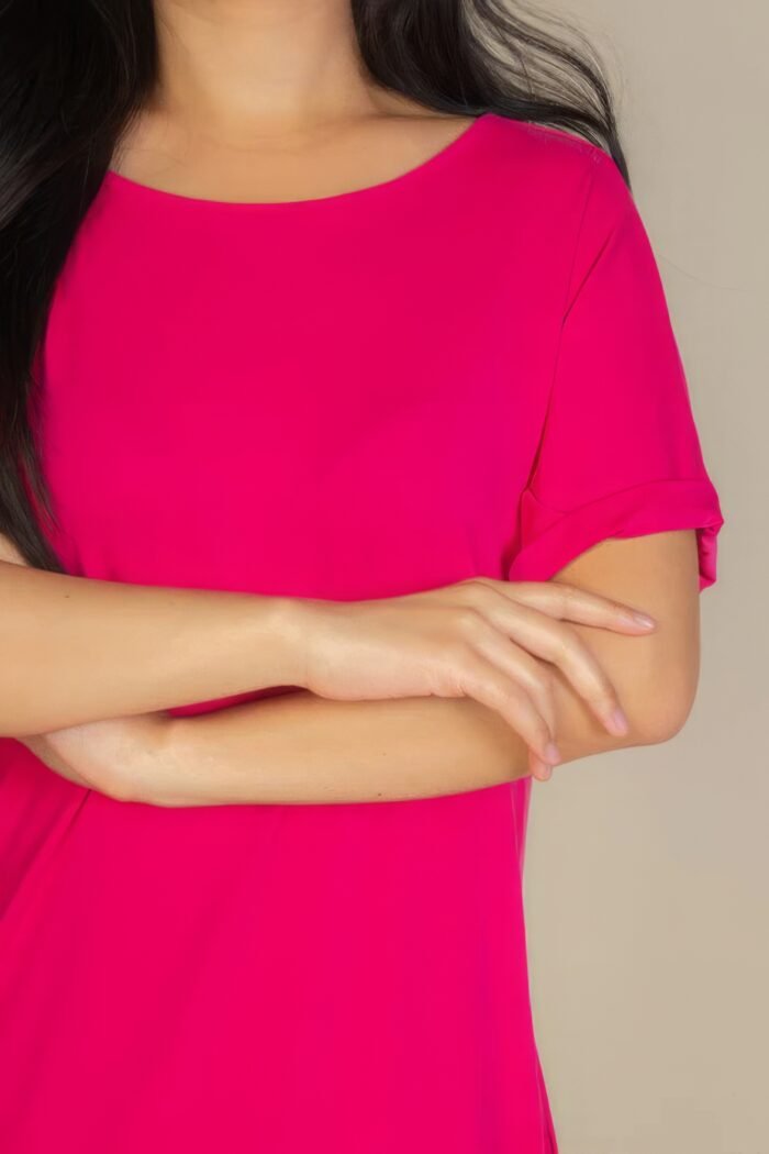 Side pocket double folded mini dress