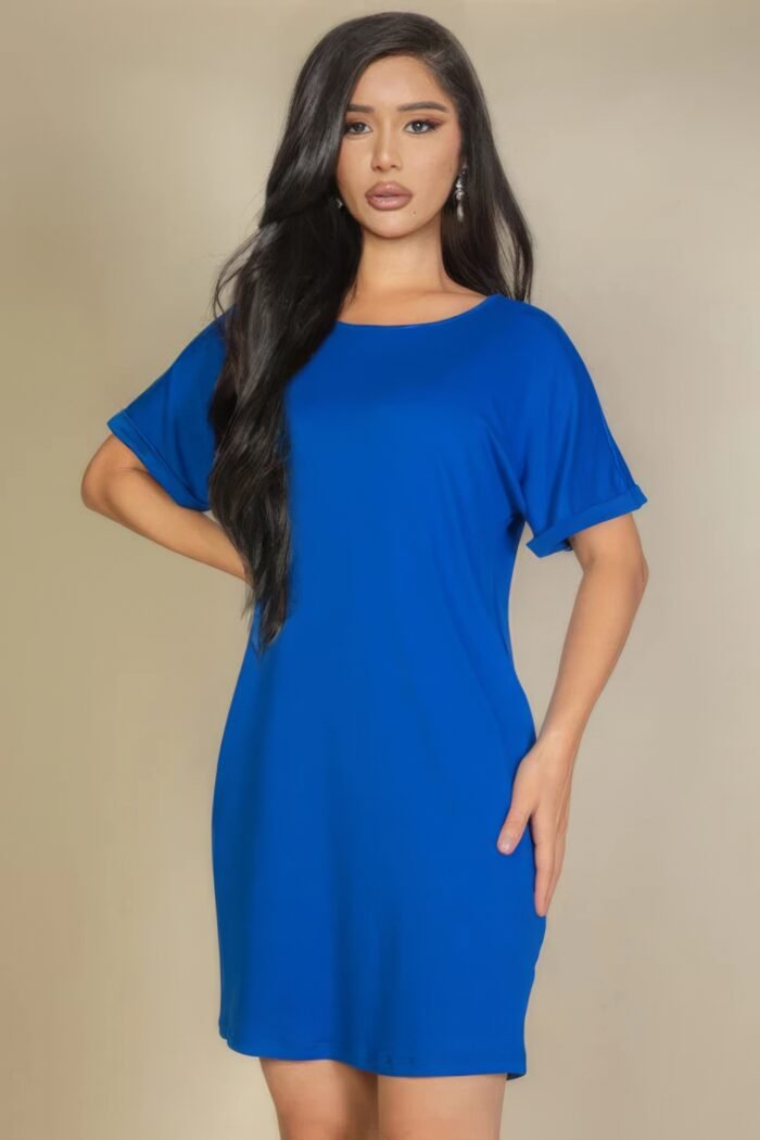 Side pocket double folded mini dress