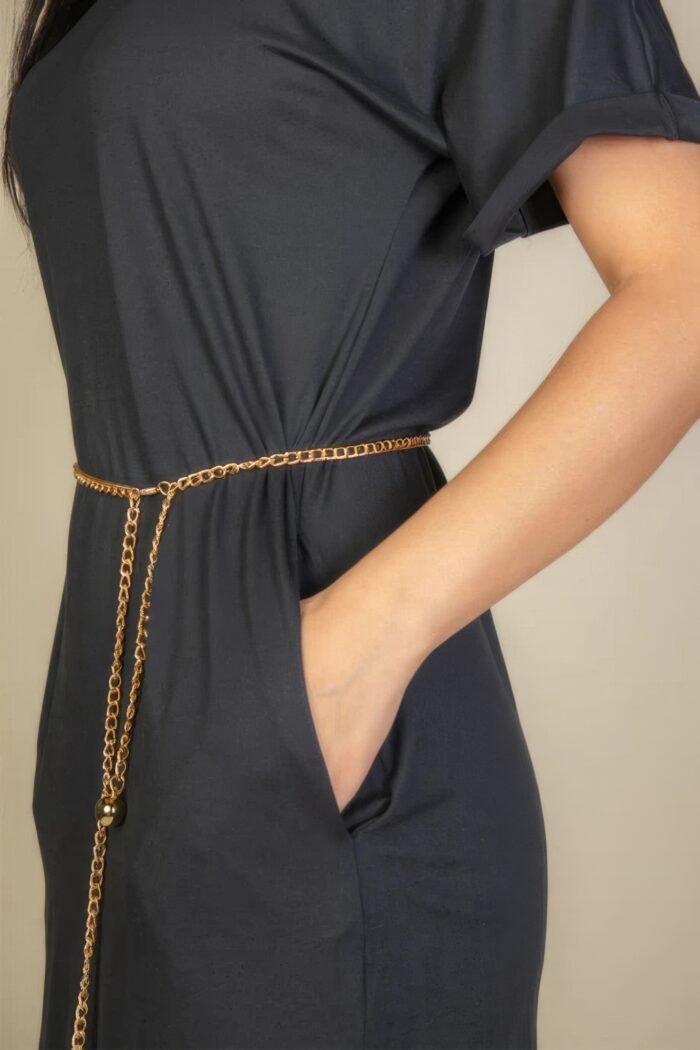 Side pocket double folded mini dress
