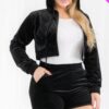 Plus Size Velour Set — Crop Hoodie & Shorts Combo Y2K inspired plus size loungewear set