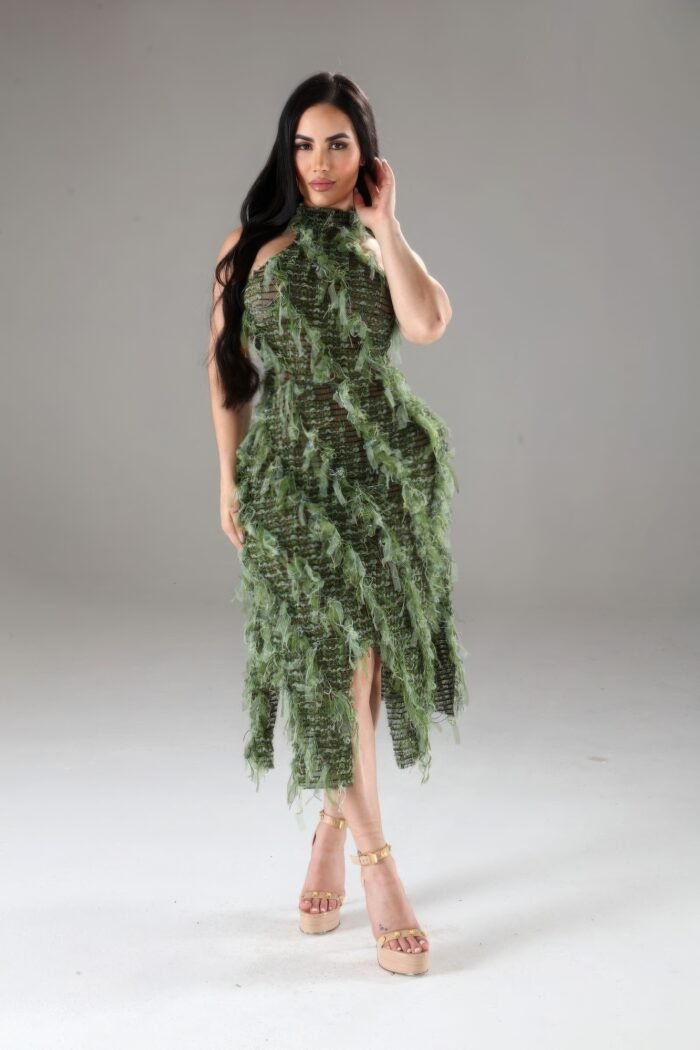 Halter ruffled dress