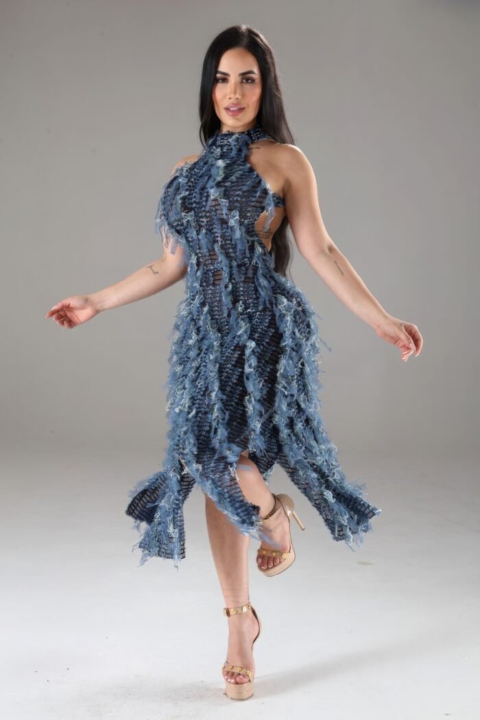 Halter ruffled dress