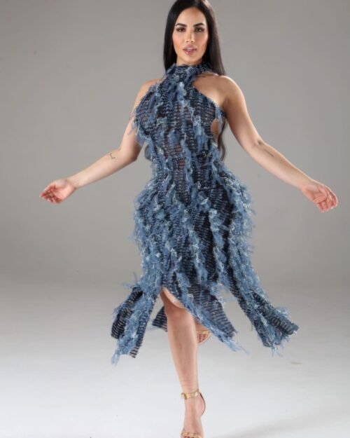 halter ruffled dress