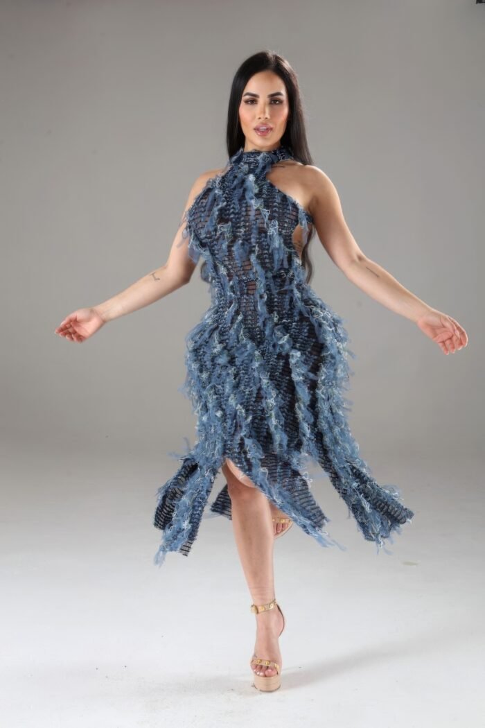 Halter ruffled dress