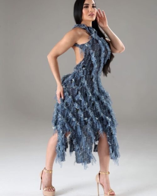 halter ruffled dress