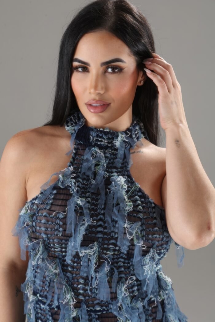 Halter ruffled dress