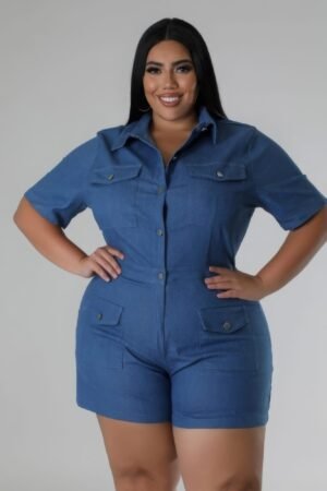 Plus Size Romper for Women – Semi-Stretch Summer Wear