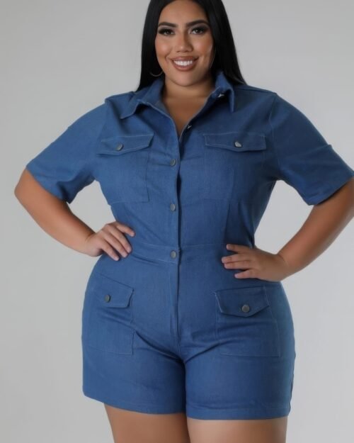 Plus Size Romper for Women – Semi-Stretch Summer Wear