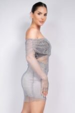 Shirred Off-shoulder Fishnet Top - Image 7
