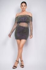 Shirred Off-shoulder Fishnet Top - Image 10