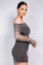 Shirred Off-shoulder Fishnet Top - Image 11