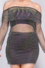 Shirred Off-shoulder Fishnet Top - Image 12
