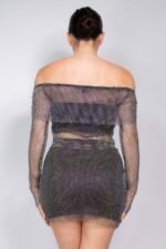 Shirred Off-shoulder Fishnet Top - Image 13