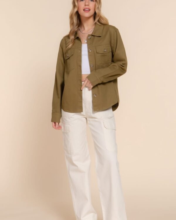 Button Down Cotton Denim Shacket