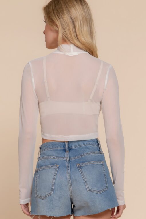 Long Sleeve Mock Neck Mesh Top - Image 8