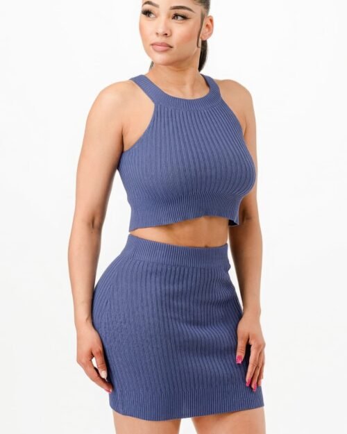 halter neck tank top and bodycon mini skirt set