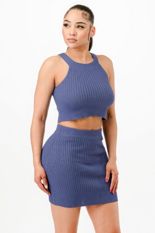 Halter Neck Tank Top And Bodycon Mini Skirt Set - Image 2