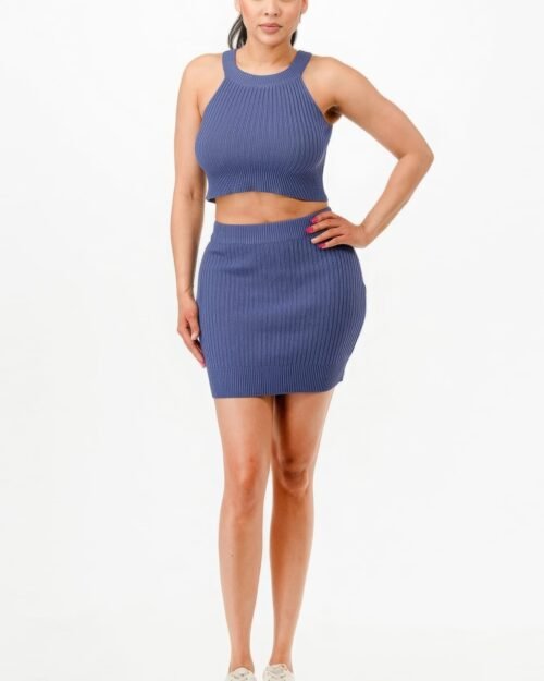 halter neck tank top and bodycon mini skirt set