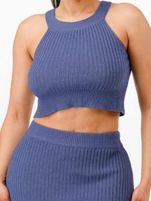 Halter Neck Tank Top And Bodycon Mini Skirt Set