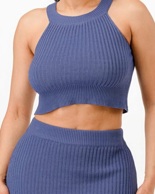 halter neck tank top and bodycon mini skirt set