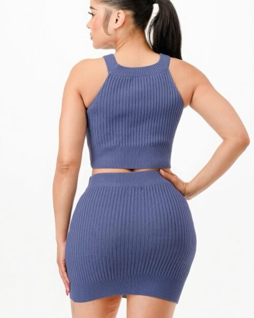 halter neck tank top and bodycon mini skirt set