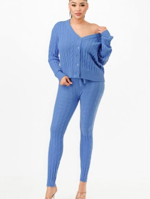 Cable Sweater Cardigan 2pc Set