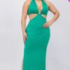 Plus Size Cut-Out Halter Neck Midi Dress – Split Thigh