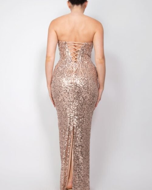 sequin v-bar crisscross tube dress