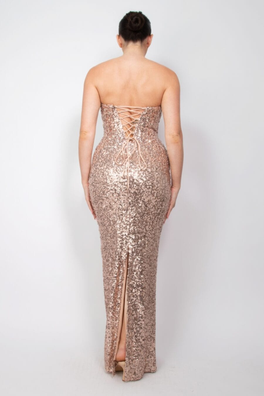 Sequin v-bar crisscross tube dress