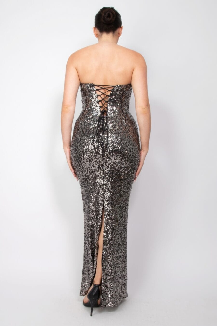 Sequin v-bar crisscross tube dress