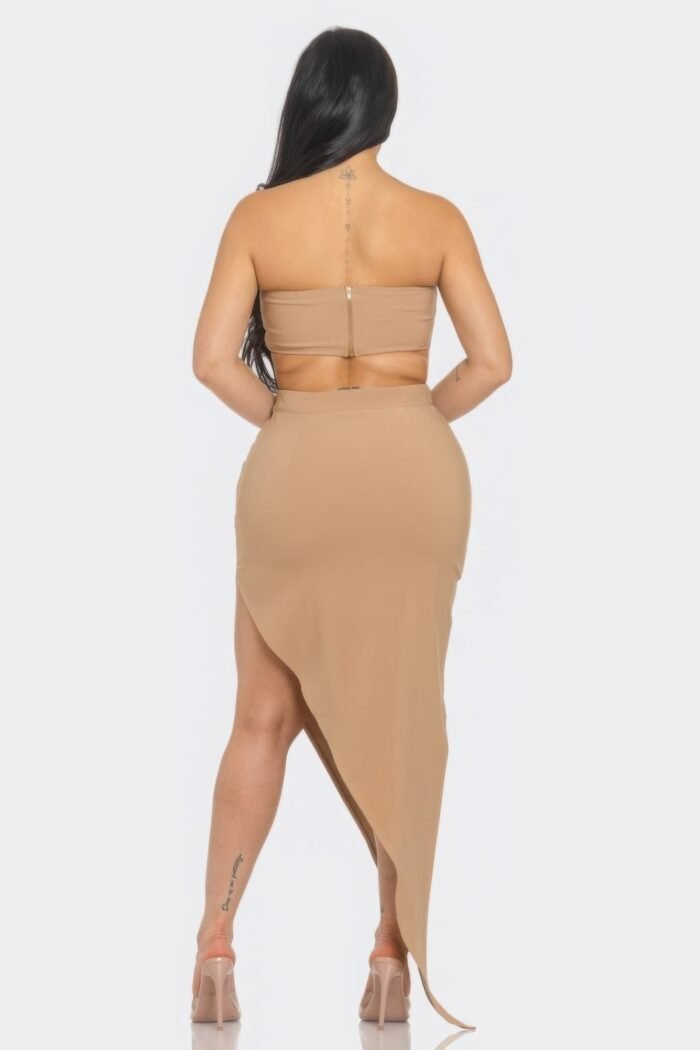 Front eyelet buckle belt top and skirt set