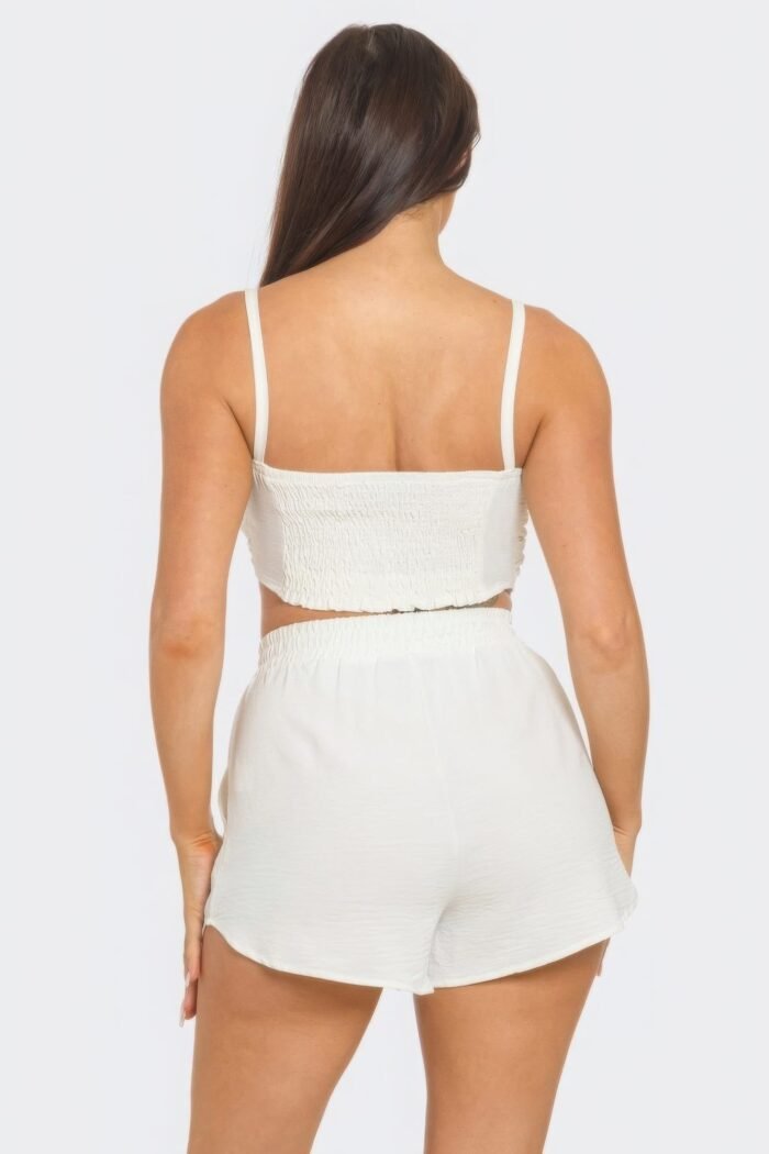 Front oversized bow twisted tie top and shorts set