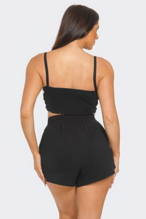 Front Oversized Bow Twisted Tie Top And Shorts Set - Image 15