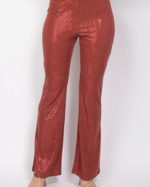 sequined fit & flare midrise pants