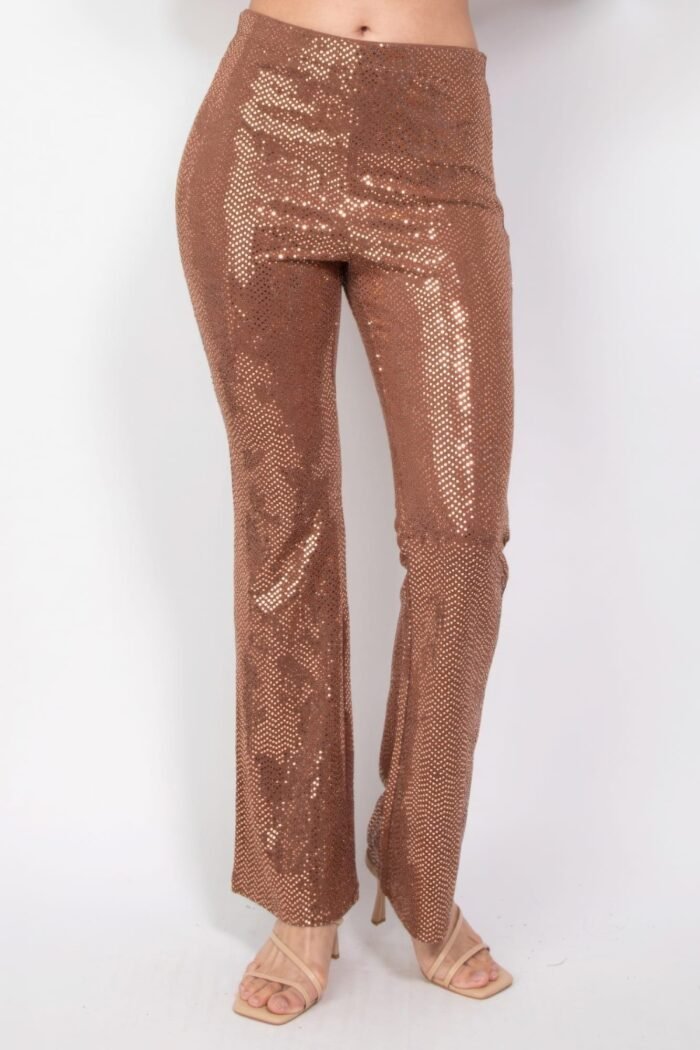 Sequined fit & flare midrise pants