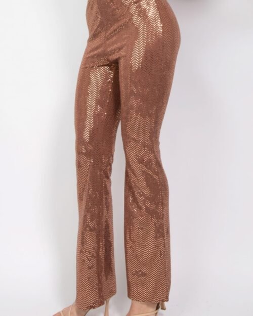 sequined fit & flare midrise pants