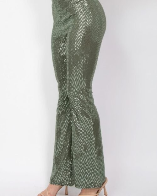 sequined fit & flare midrise pants