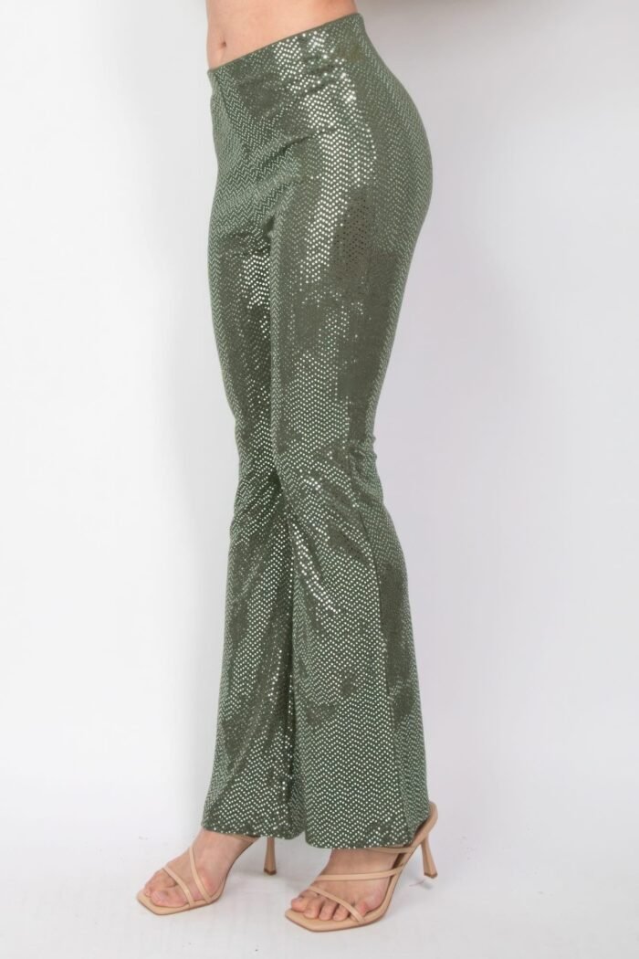 Sequined fit & flare midrise pants