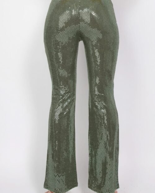 sequined fit & flare midrise pants