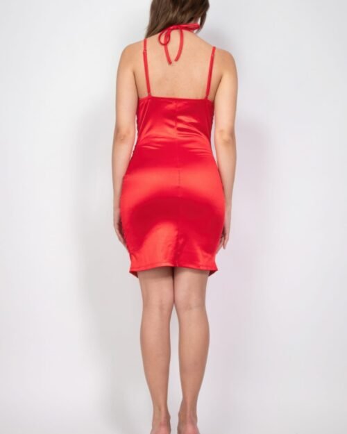 ruched mini bodycon halter dress