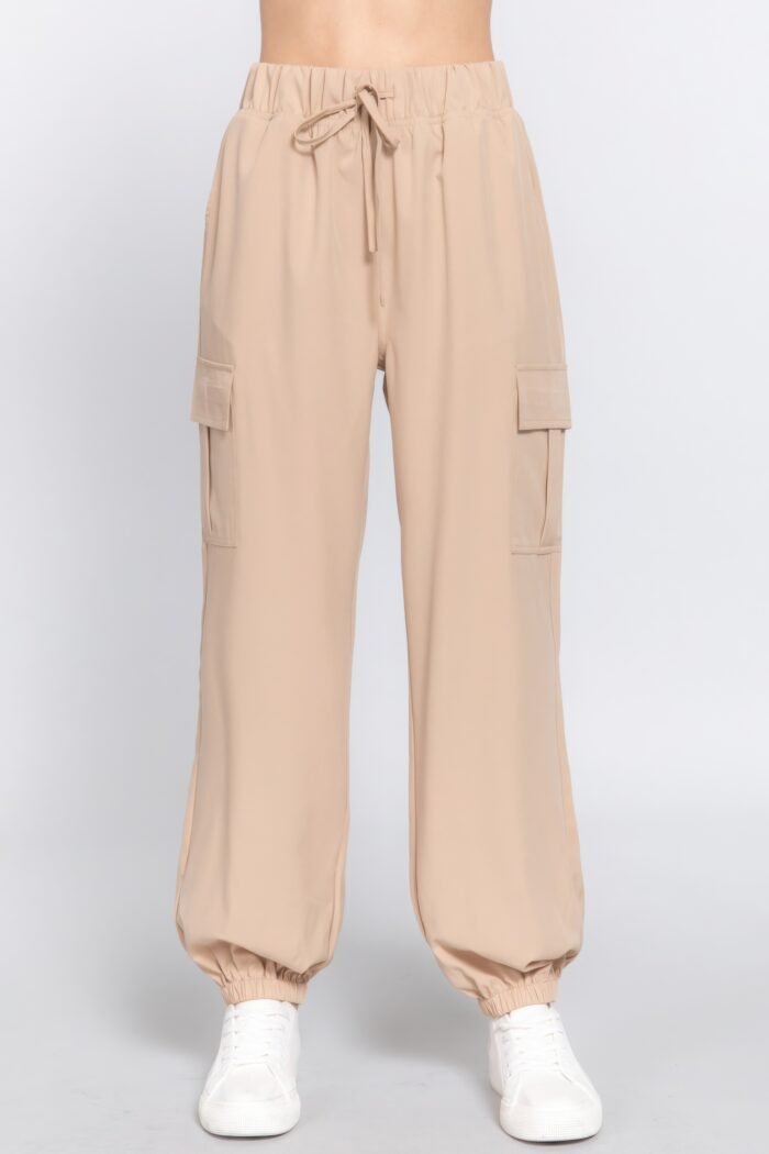 Light weight stretch woven cargo jogger pants