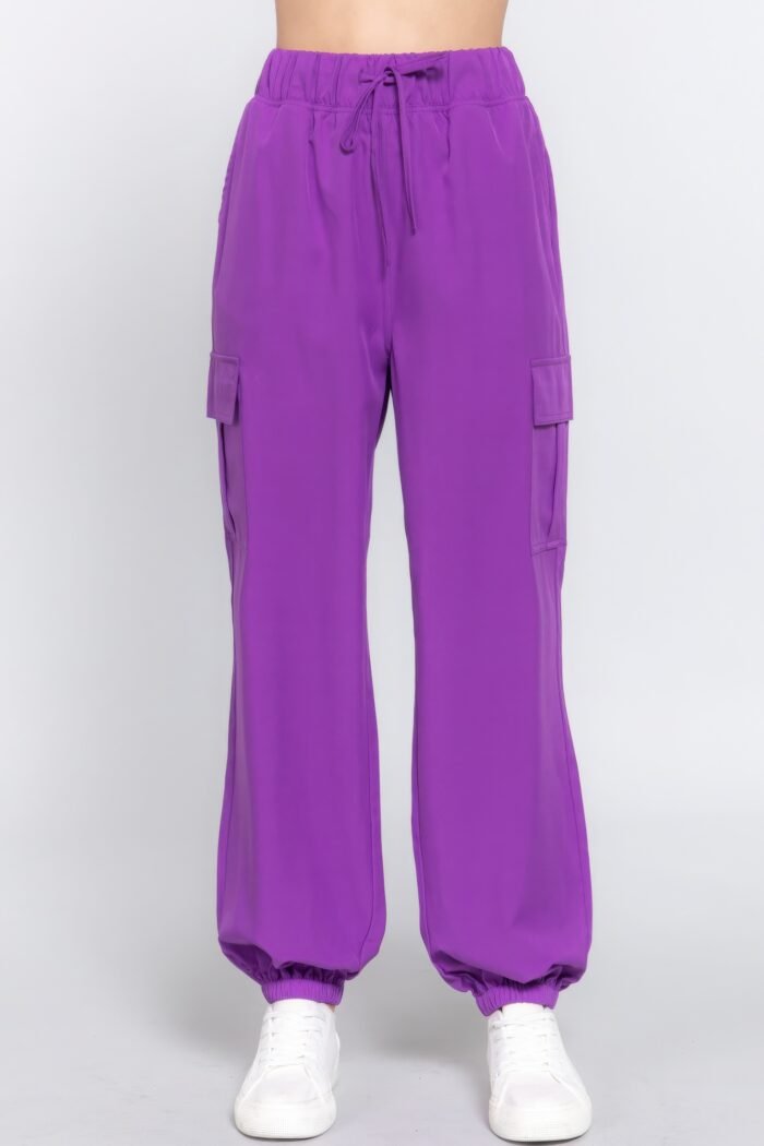 Light weight stretch woven cargo jogger pants